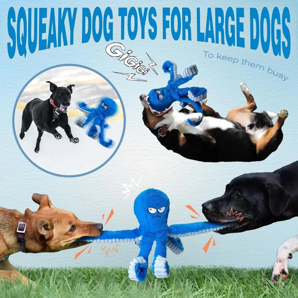 Blue Octopus Dog Toy – Tough Chew, Squeaky & Interactive Fun