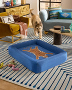 Tiger Blue Woven Bolster Pet Bed
